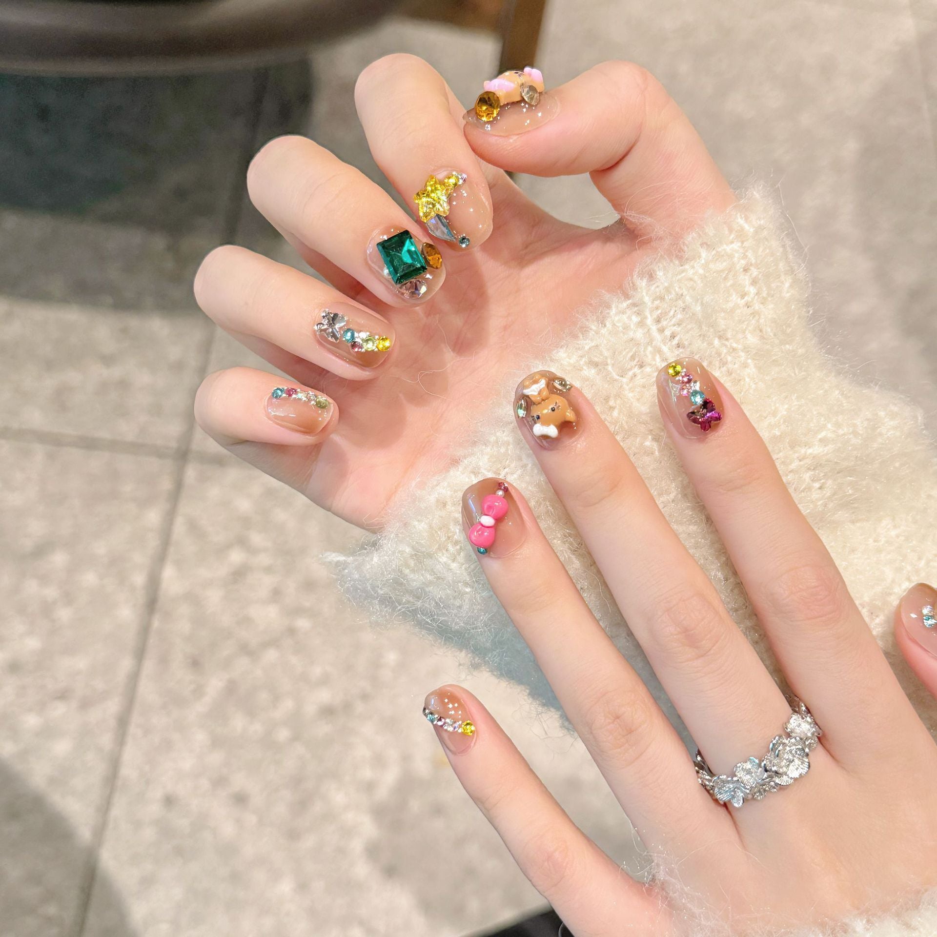 Handmade Press On Nails Short Coffin Hello Kitty wonderful holiday