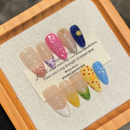 Handmade Press On Nails Medium Almond Summer dopamine