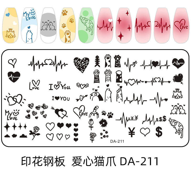 Cartoon DA Nail Stamp Plates With Safety Pad