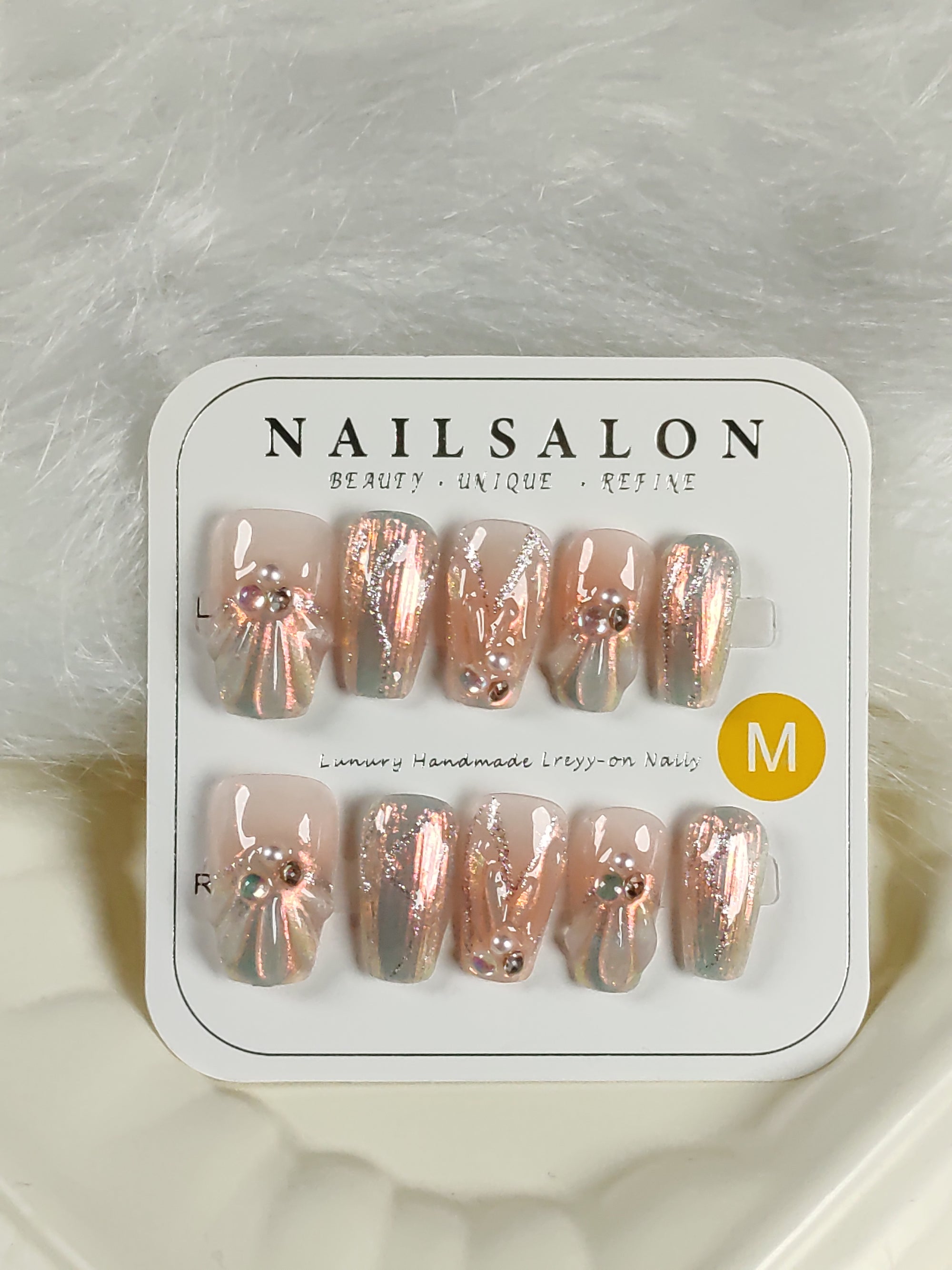 Small colored beads Handmade nails YH0008