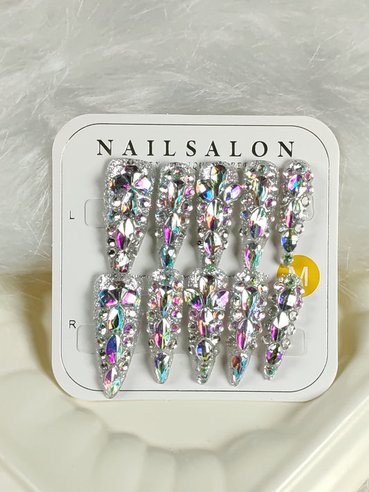 Shiny design Handmade nails YH0022