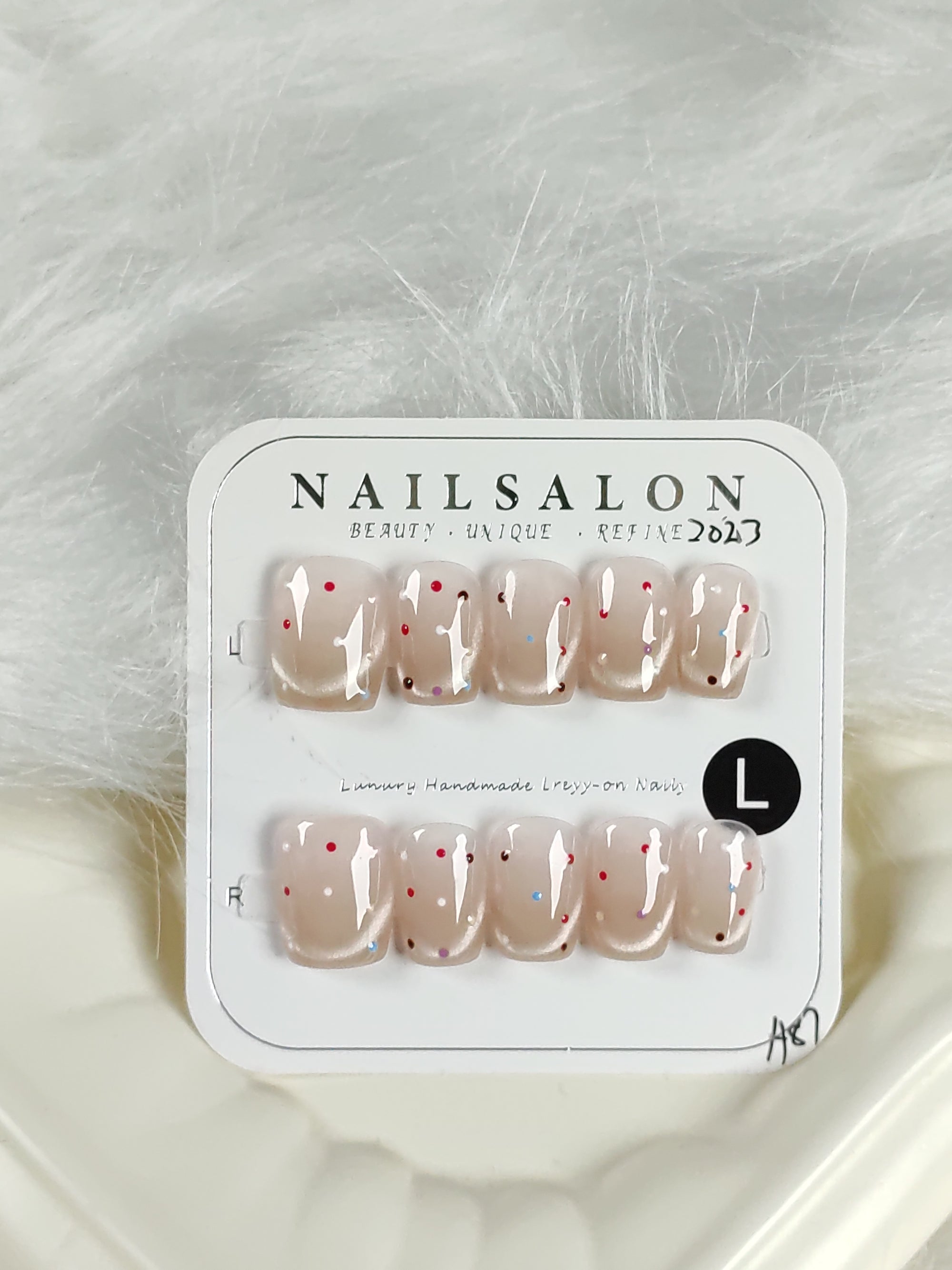 Colorful spot design Handmade nails YH0040