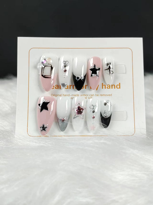 Five-pointed star design Handmade nails JC0124