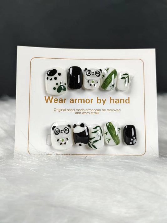 Cute Panda Handmade nails JC0134