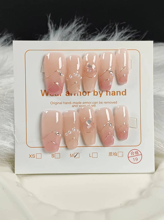 Cute pink Handmade nails JC0145