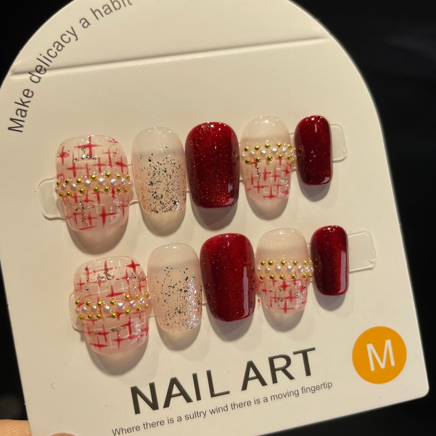 Handmade Press On Nails Short Square Elegant check