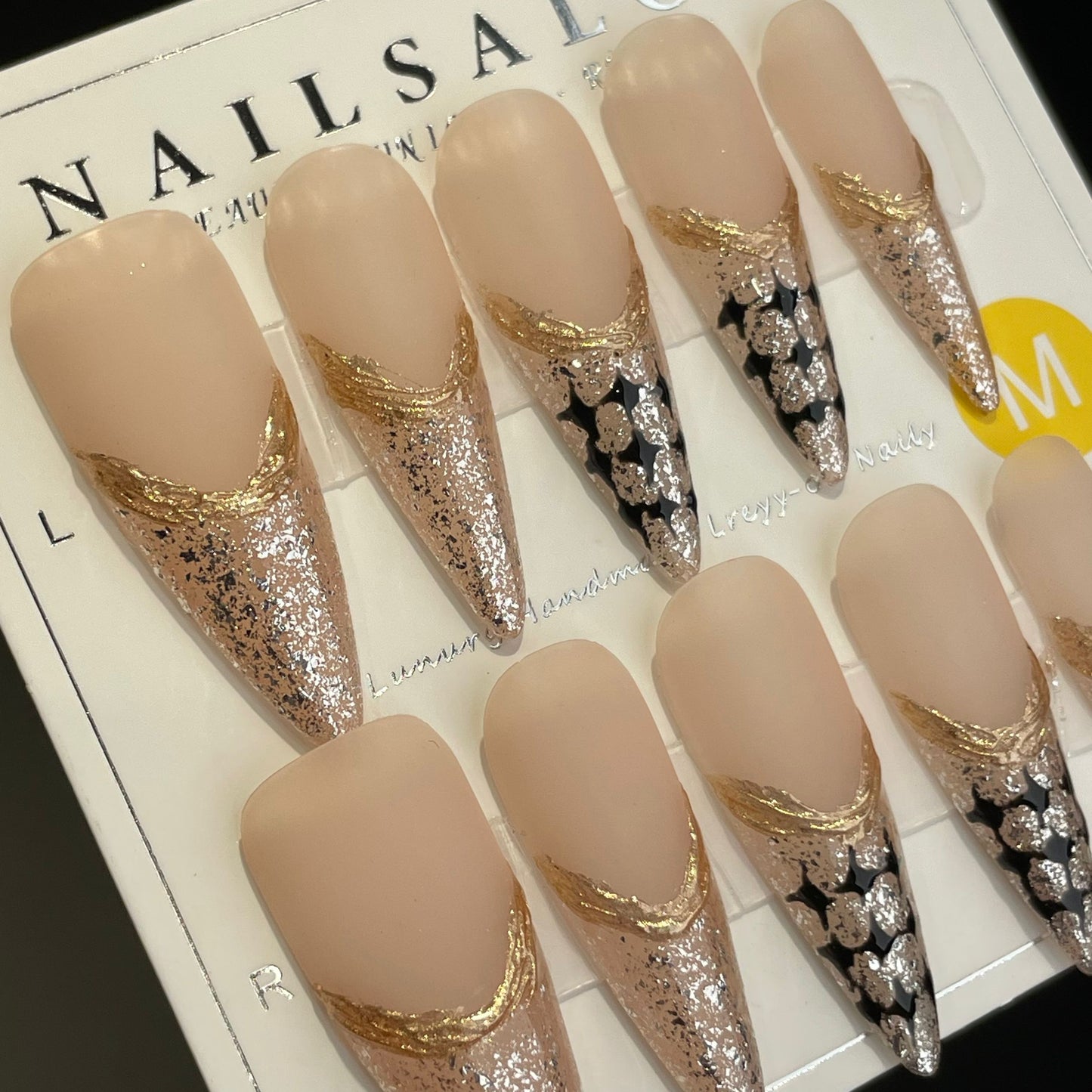 Handmade Press On Nails Long Stiletto Elegant flash