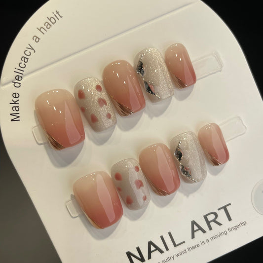 Handmade Press On Nails Short Coffin Gentle cat's eye