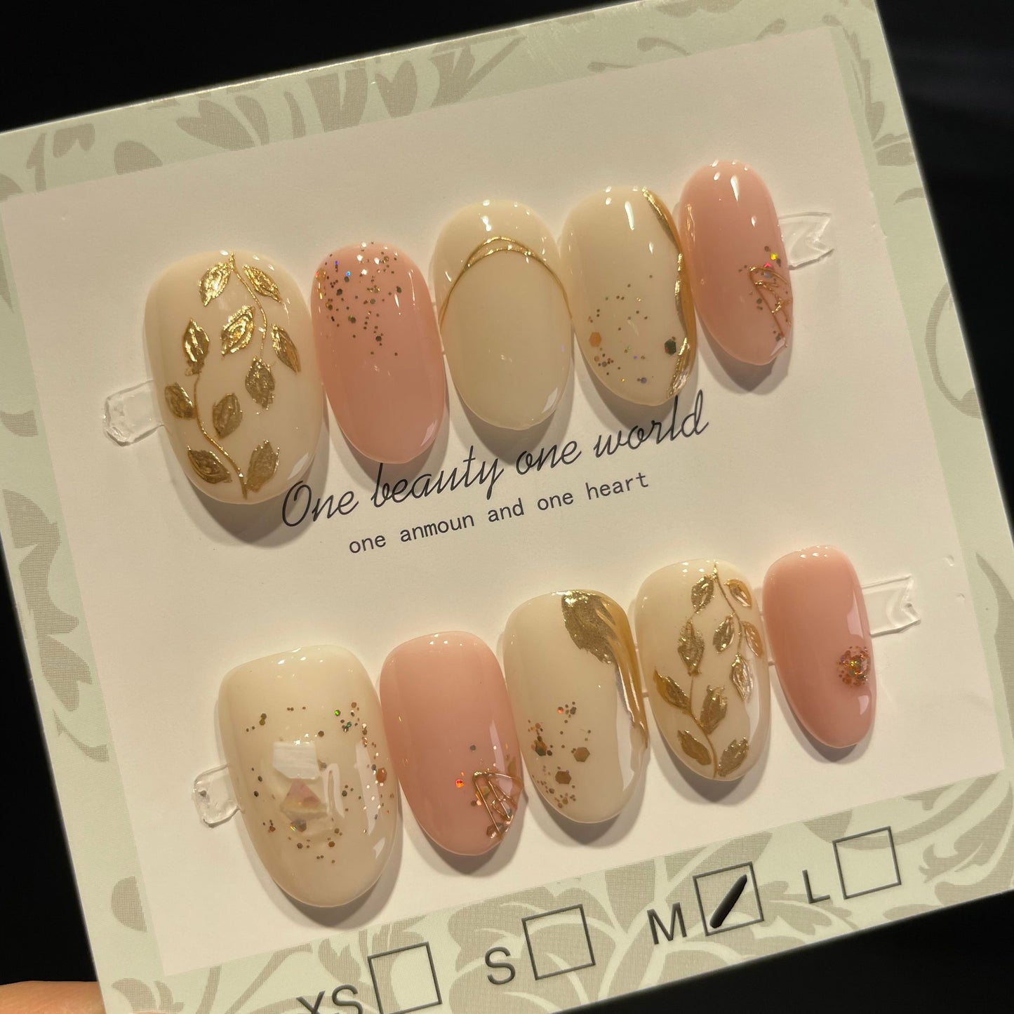 Handmade Press On Nails Short Oval Rice flour