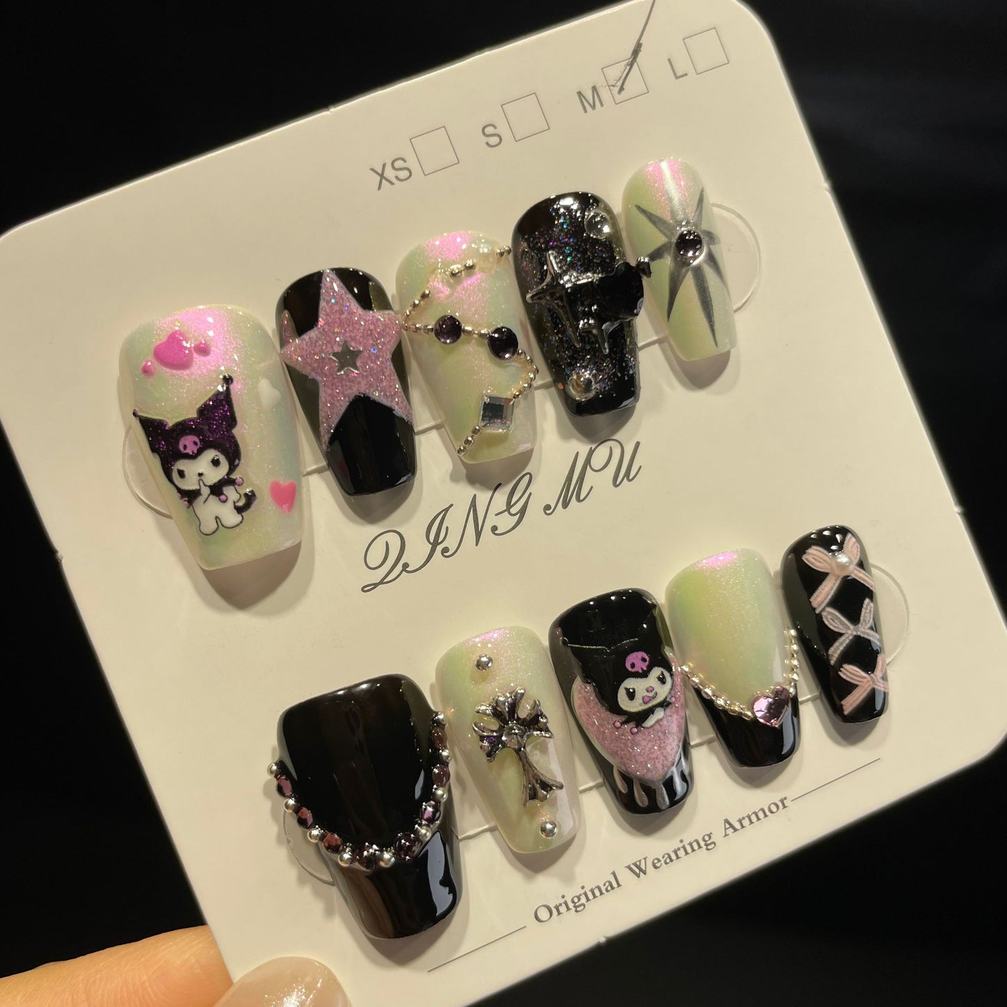 Handmade Press On Nails Medium Coffin Cool Kouromi