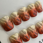 Handmade Press On Nails Short Coffin Sparkling amber-YiH