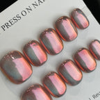 Handmade Press On Nails Short Square Aurora