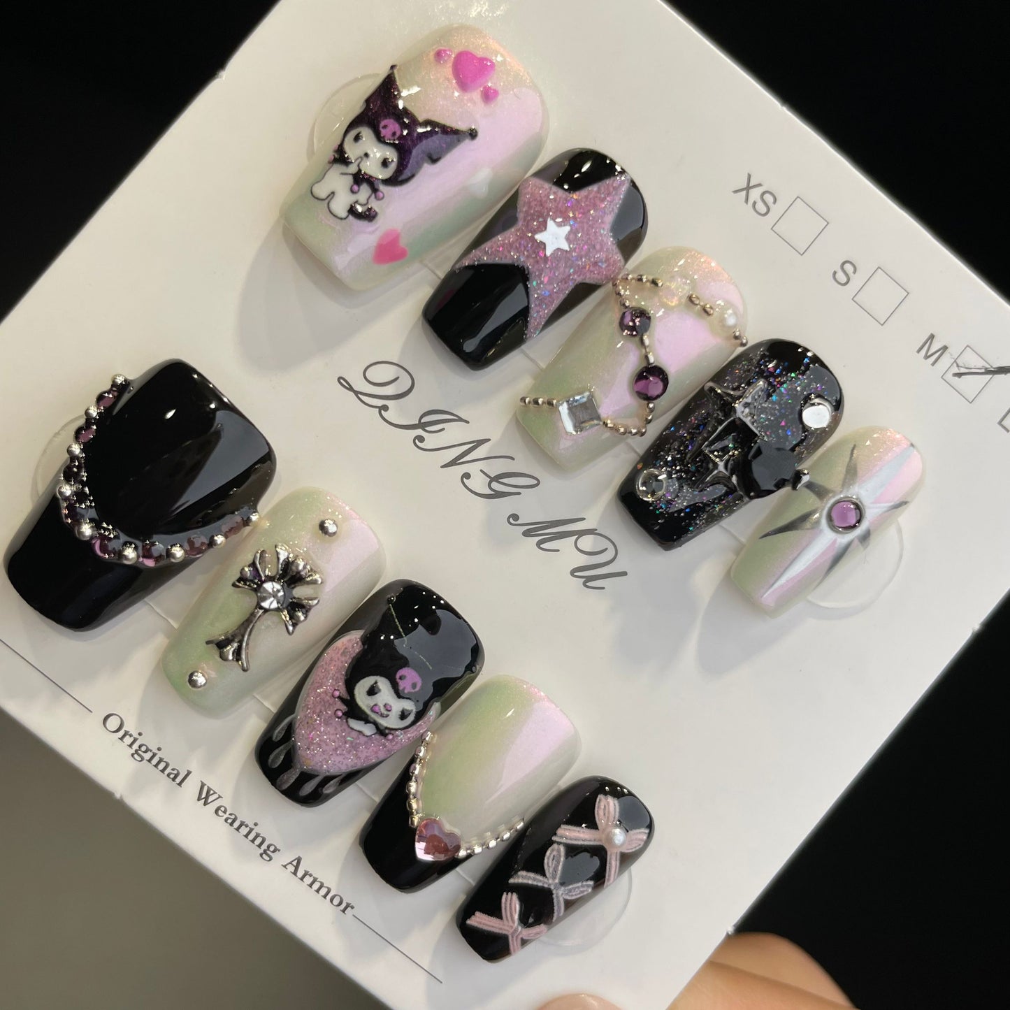 Handmade Press On Nails Medium Coffin Cool Kouromi