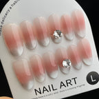 Handmade Press On Nails Medium Almond Fingertip cat's eye-YiH