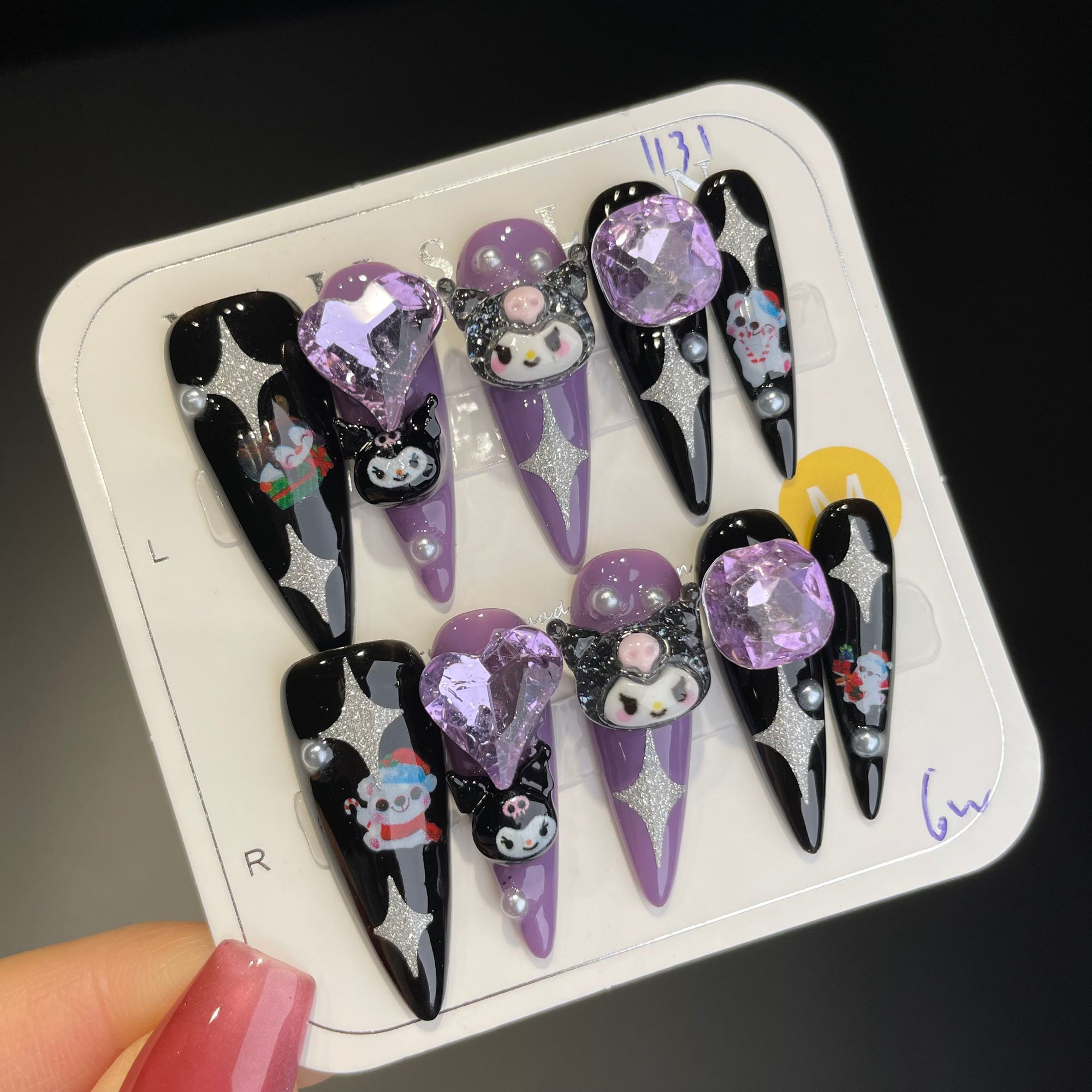Handmade Press On Nails Long Stiletto Kulomi cartoon