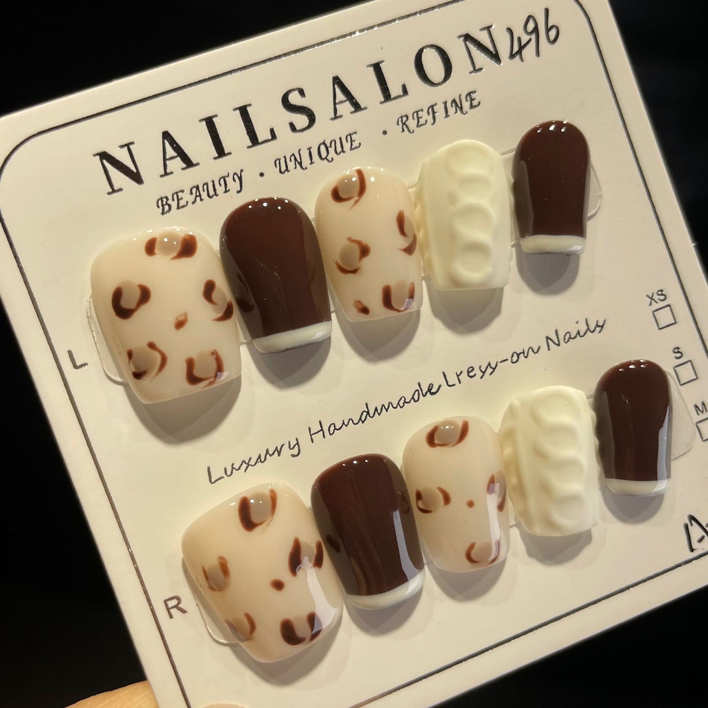 Handmade Press On Nails Short Square Leopard print