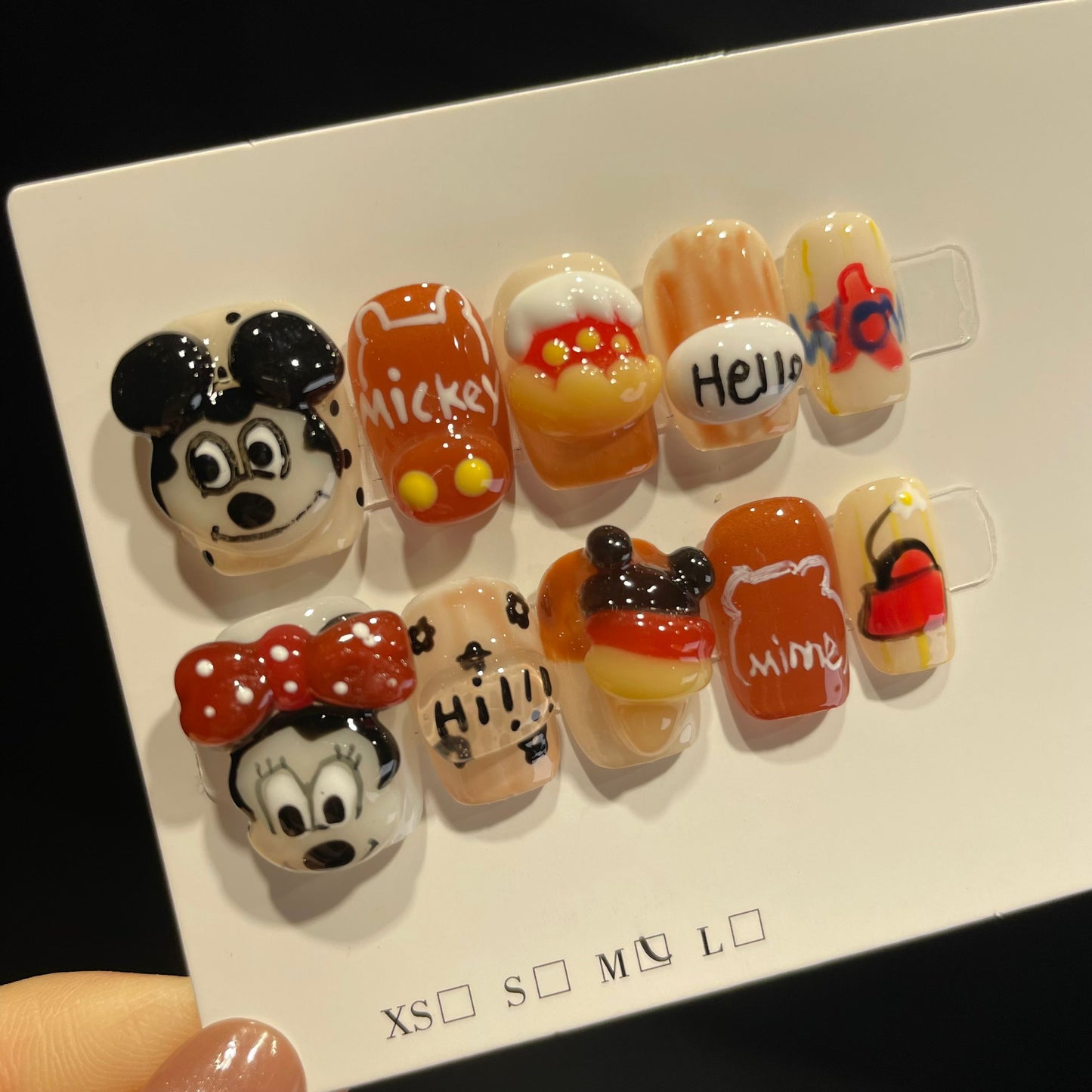 Handmade Press On Nails Short Coffin Handmade Mickey Minnie-DaH