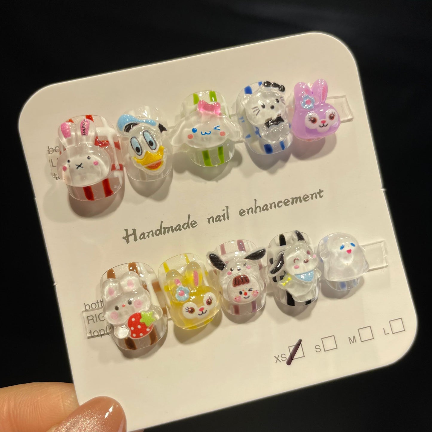 Handmade Press On Nails Short Square Cute cartoon