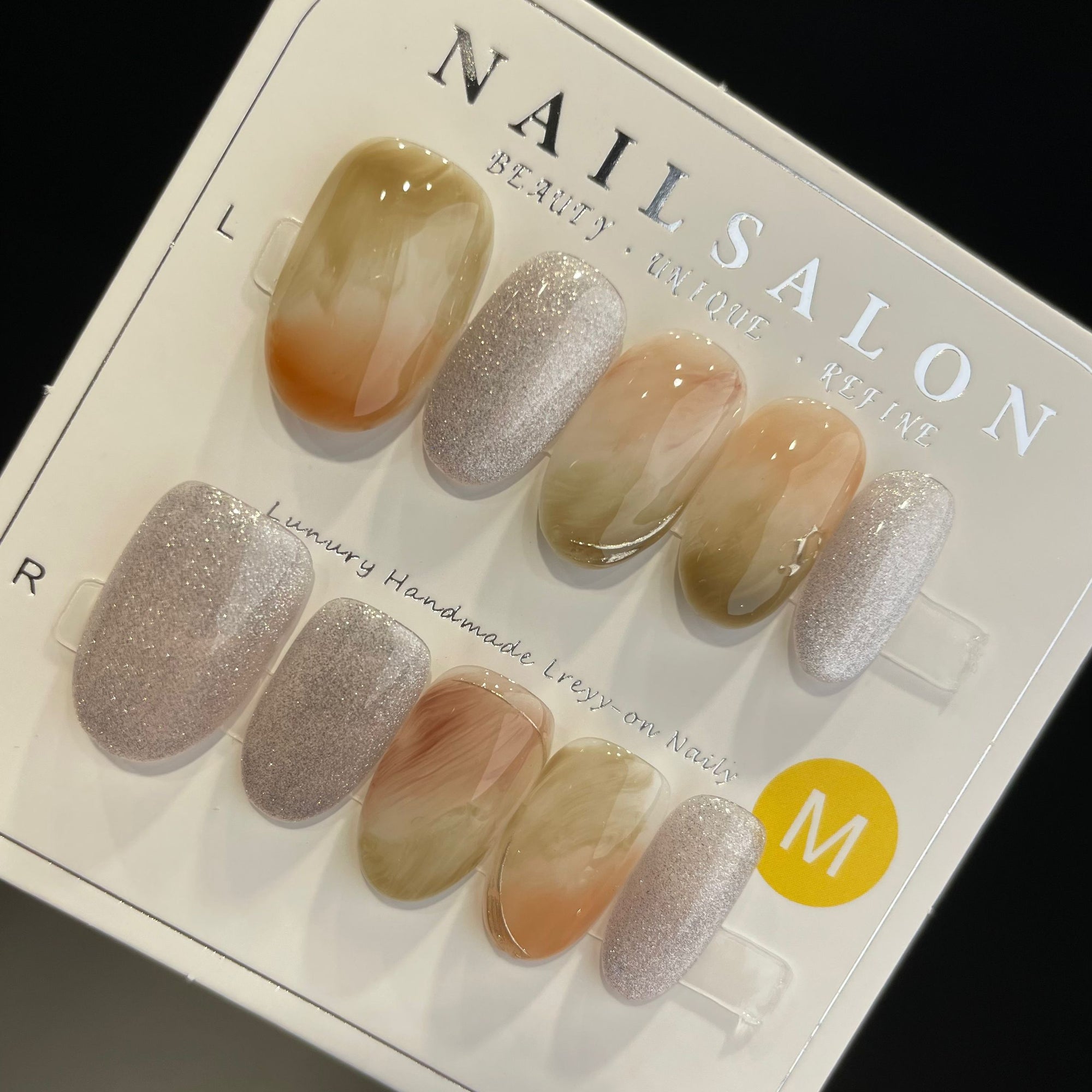 Handmade Press On Nails Medium Oval Tinted tulips