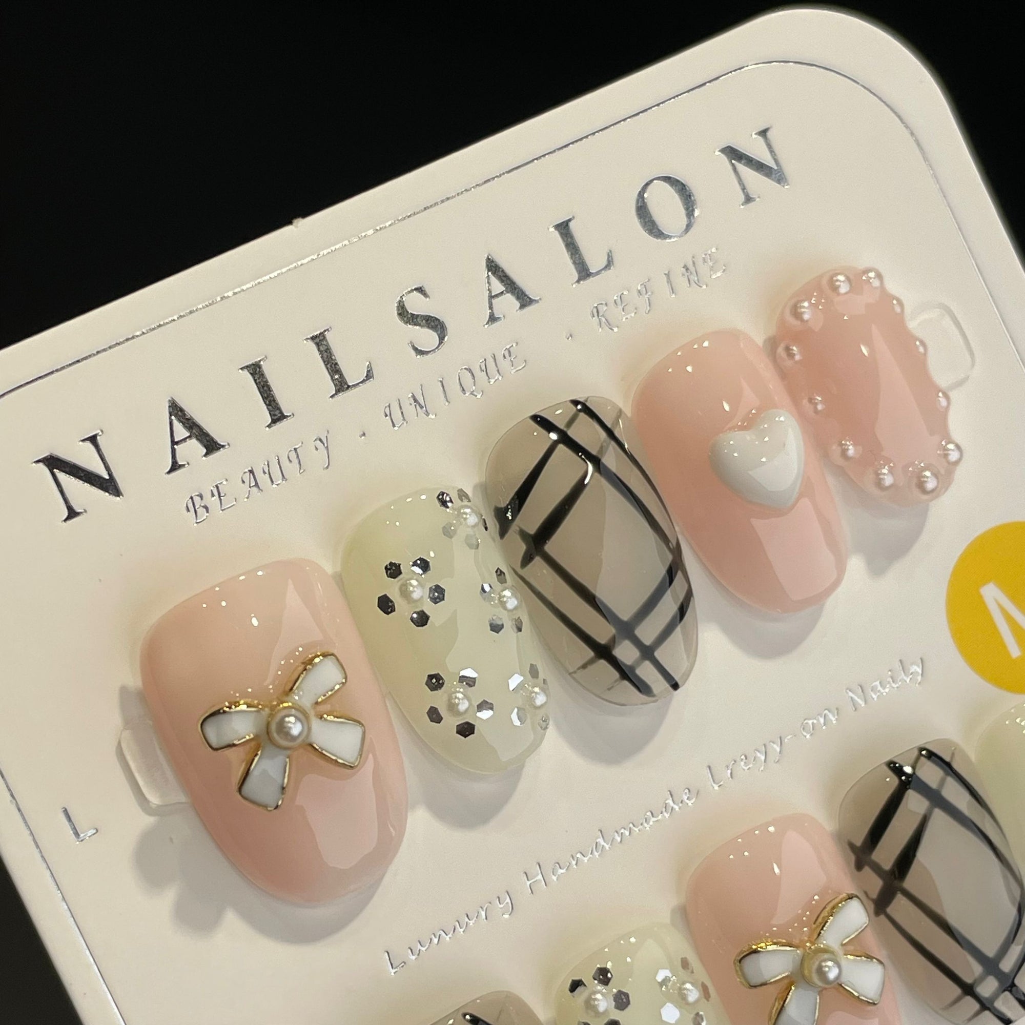 Handmade Press On Nails Short Oval Temperament bow