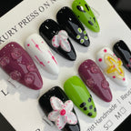 Handmade Press On Nails Medium Stiletto Alien organism