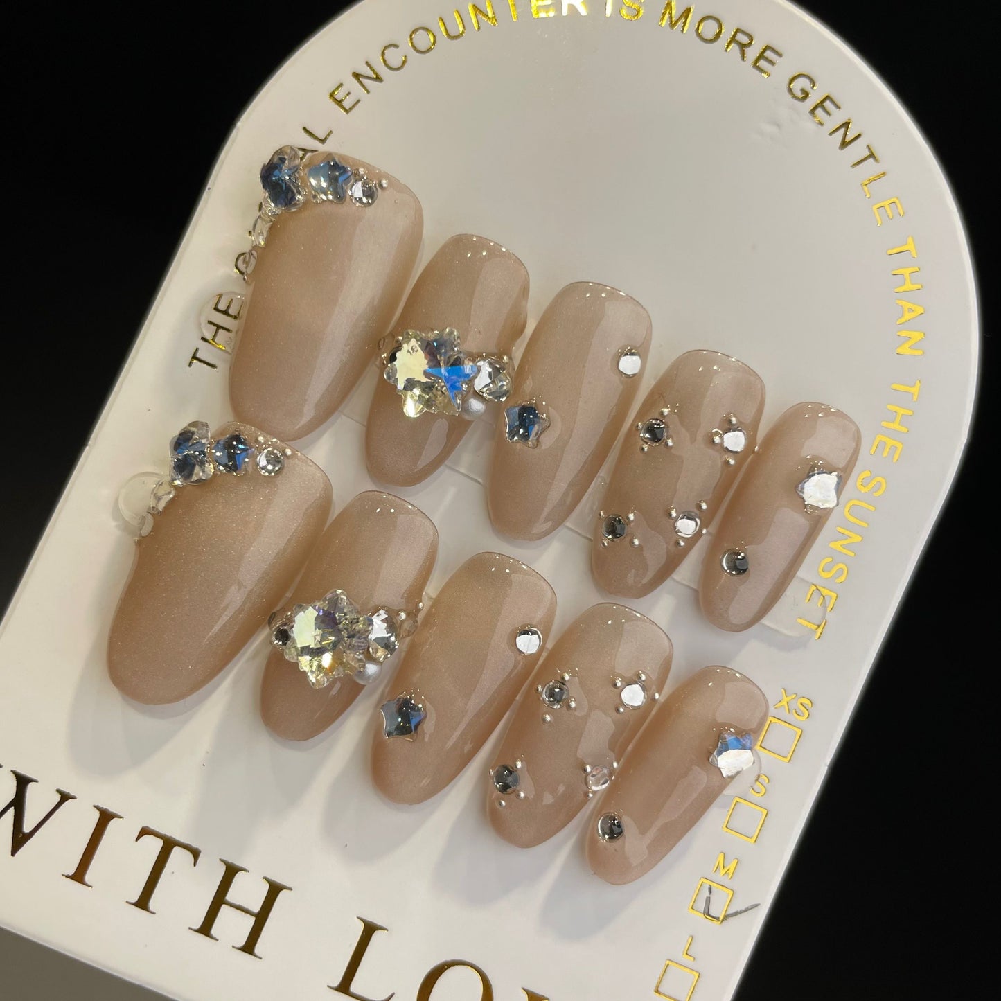 Handmade Press On Nails Long Almond Understated glitter