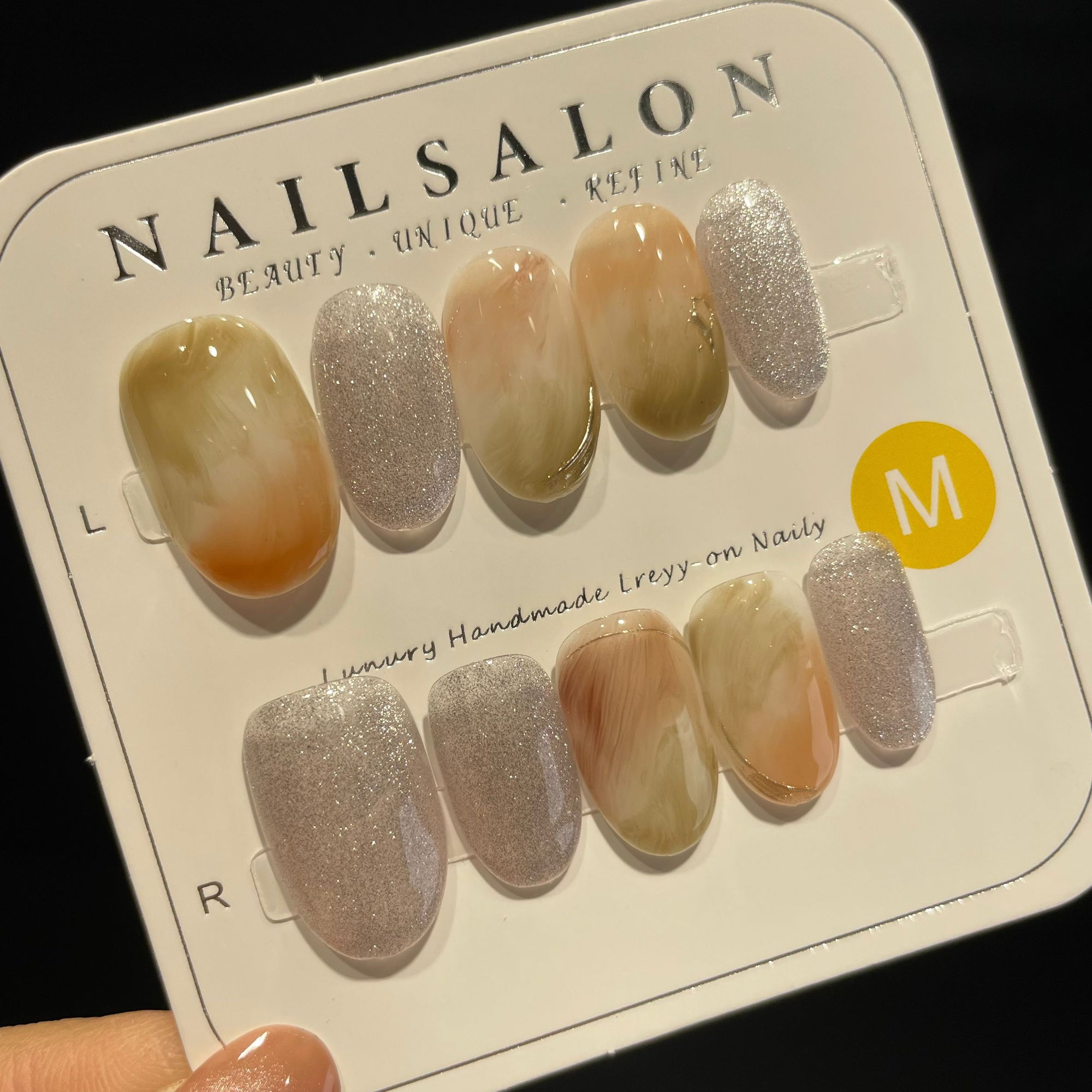 Handmade Press On Nails Medium Oval Tinted tulips