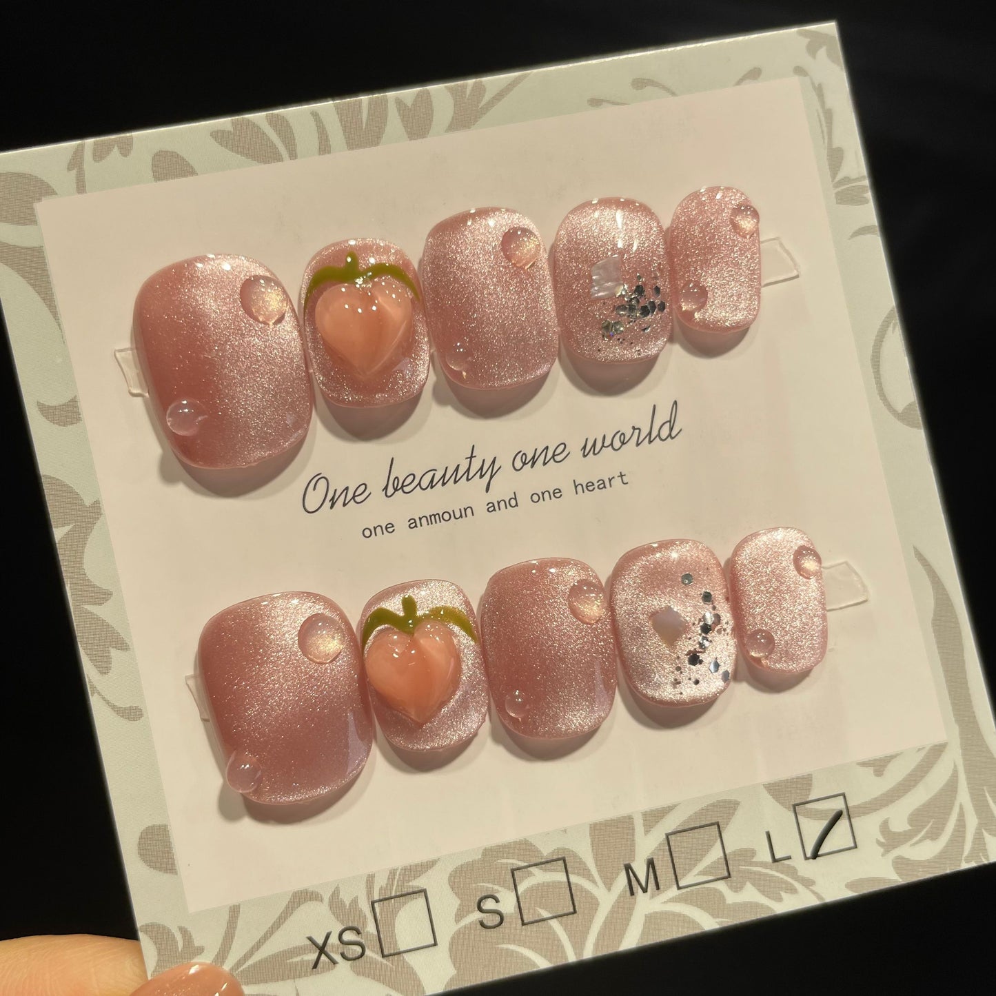 Handmade Press On Nails Short Square Juicy peach