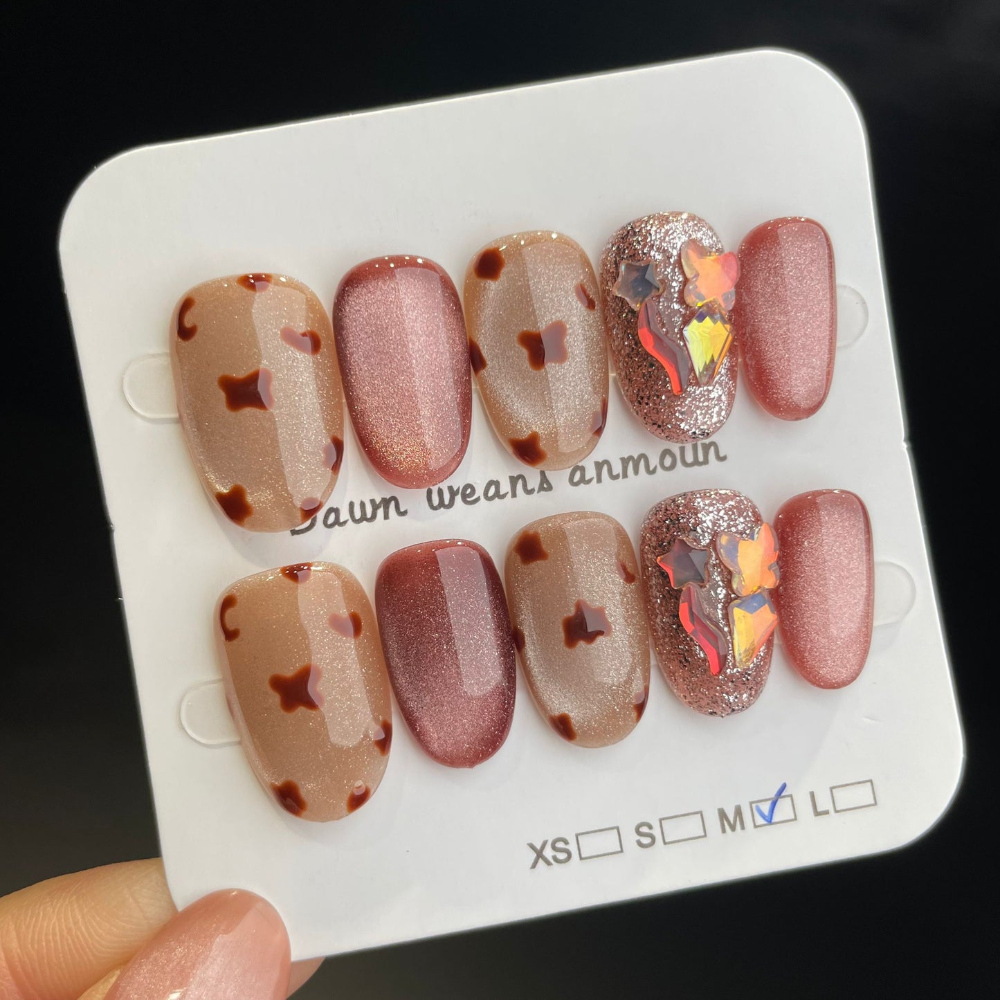 Handmade Press On Nails Short Oval Autumn butterfly-XiXX