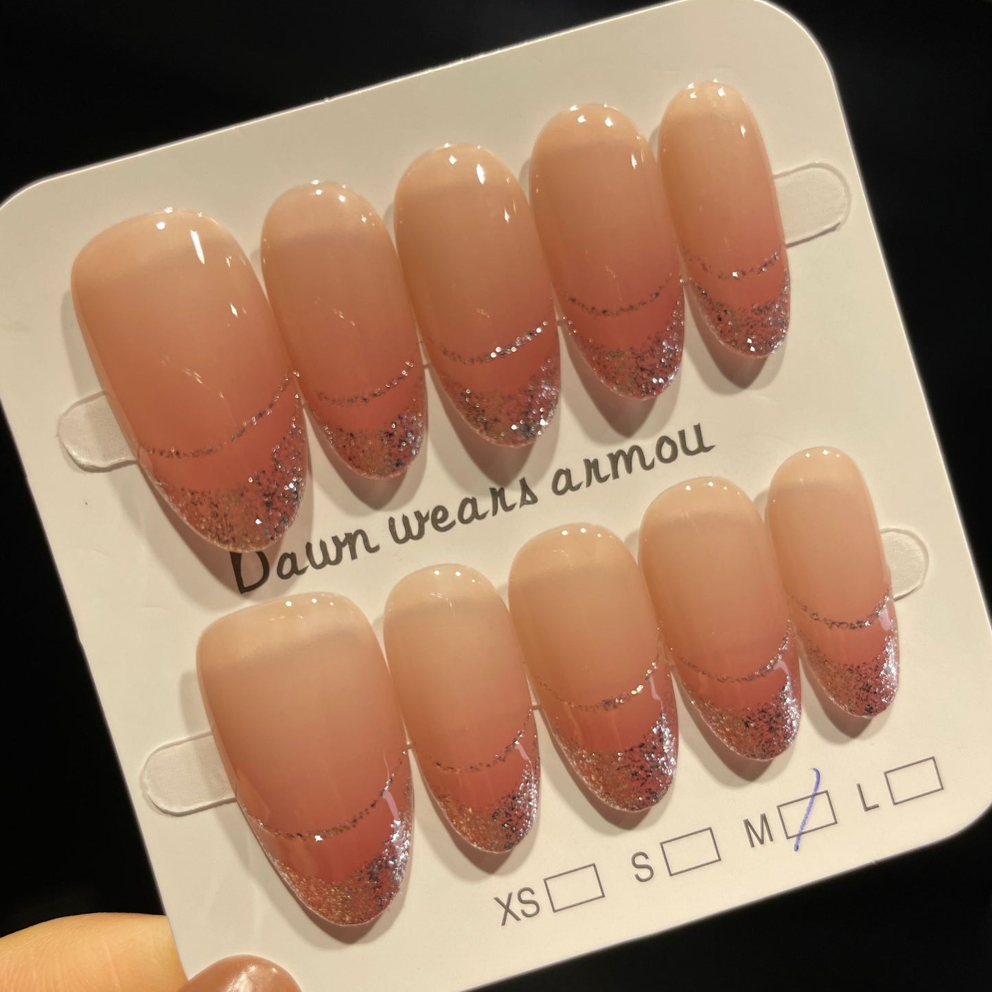 Handmade Press On Nails Medium Almond Flash drawing-XiXX