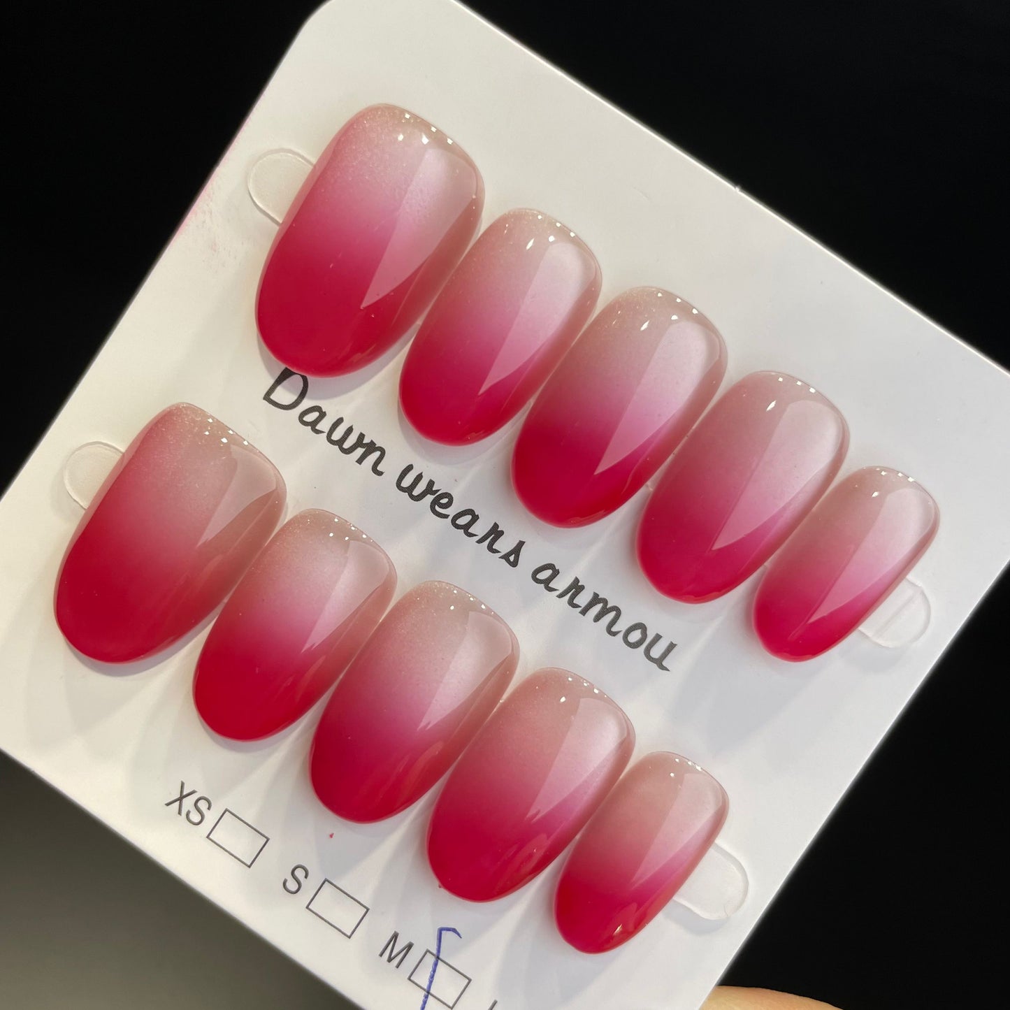 Handmade Press On Nails Short Oval Gradient pink-XiXX