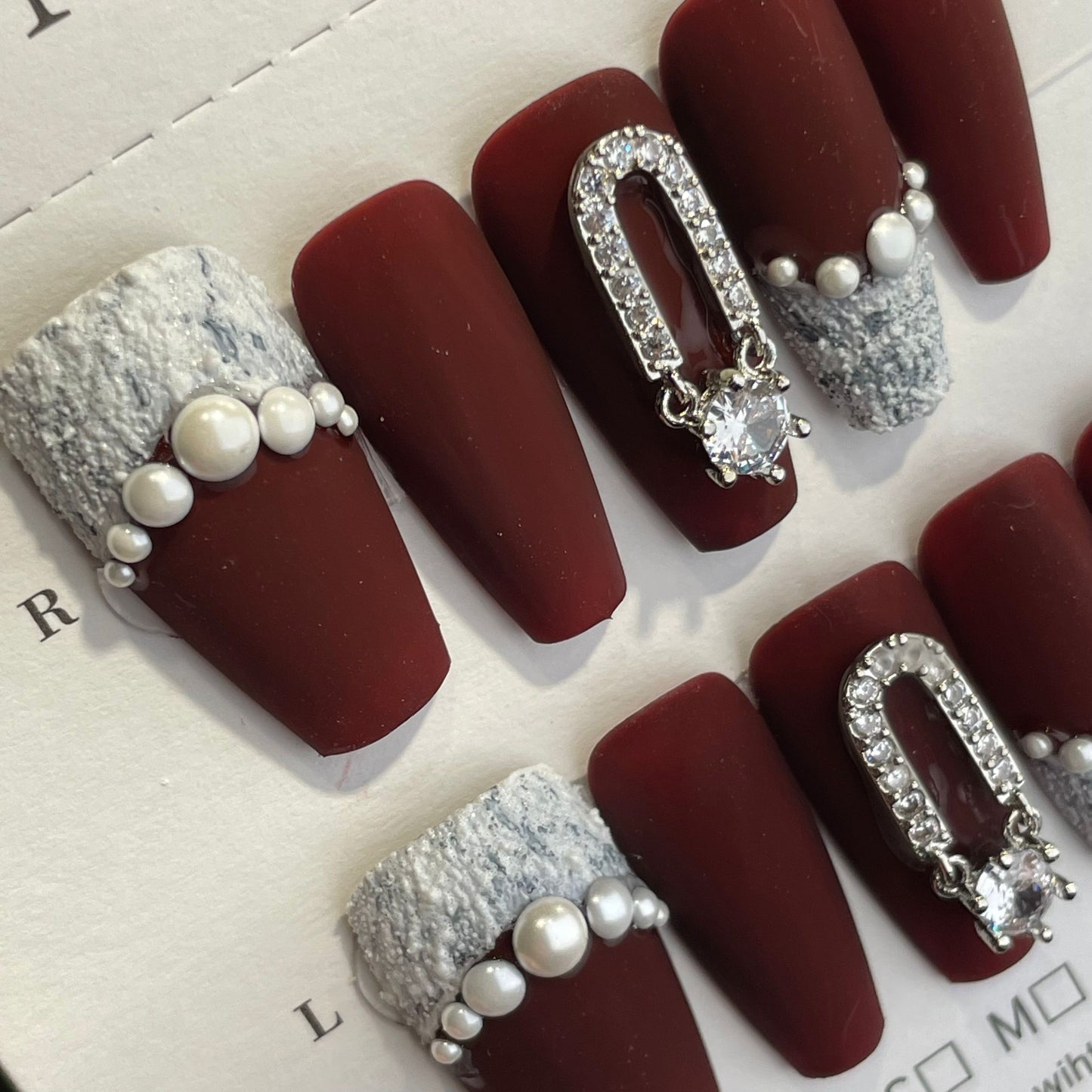 Handmade Press On Nails Long Coffin Luxury and elegance-ChunS