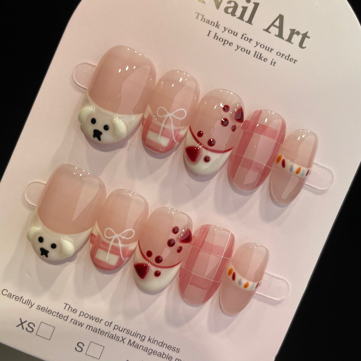 Handmade Press On Nails Short Oval Doggy paw