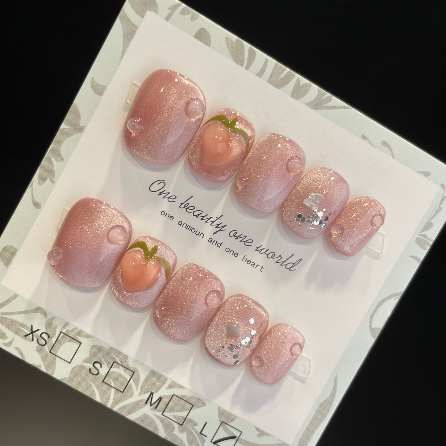 Handmade Press On Nails Short Square Juicy peach