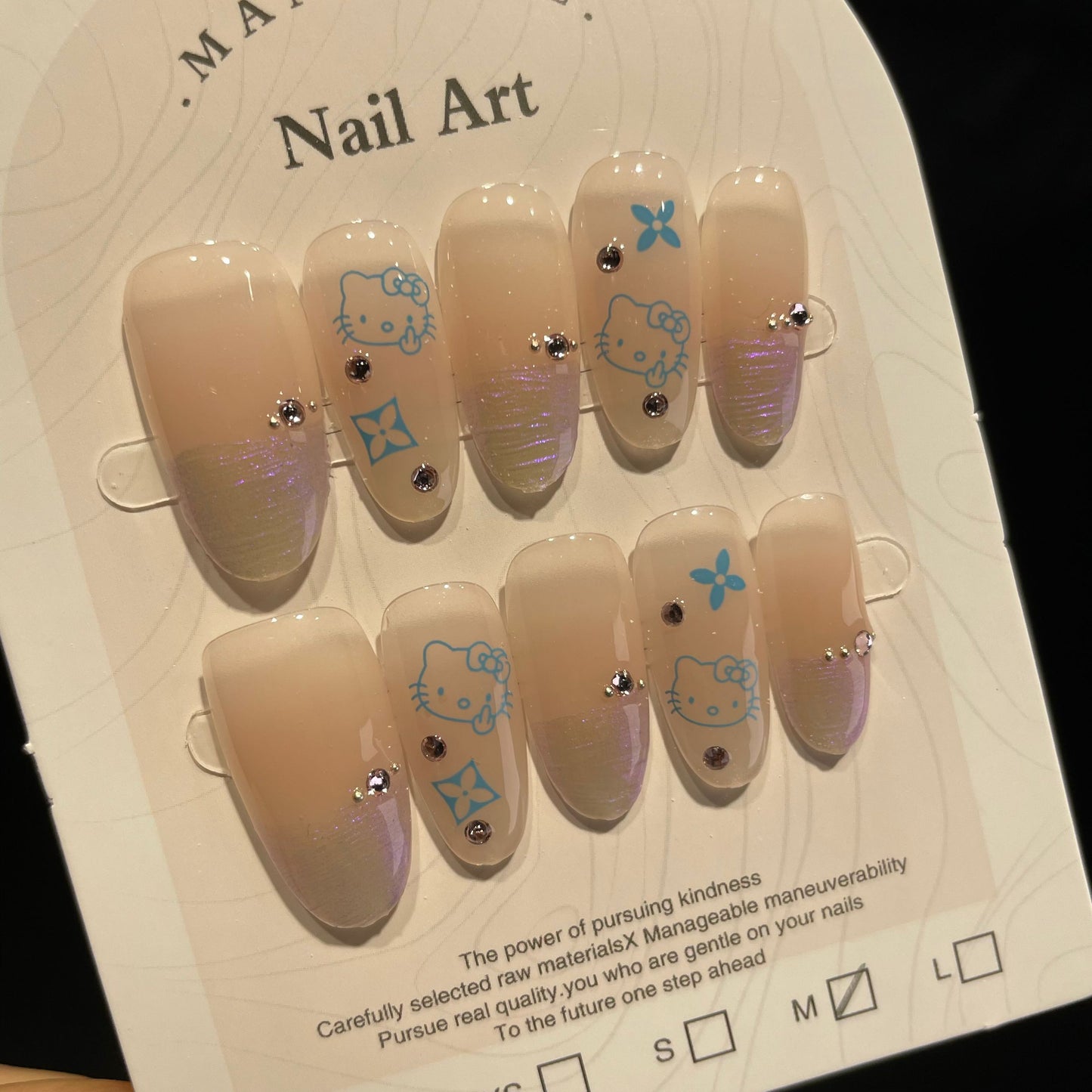 Handmade Press On Nails Long Almond Hello Kitty