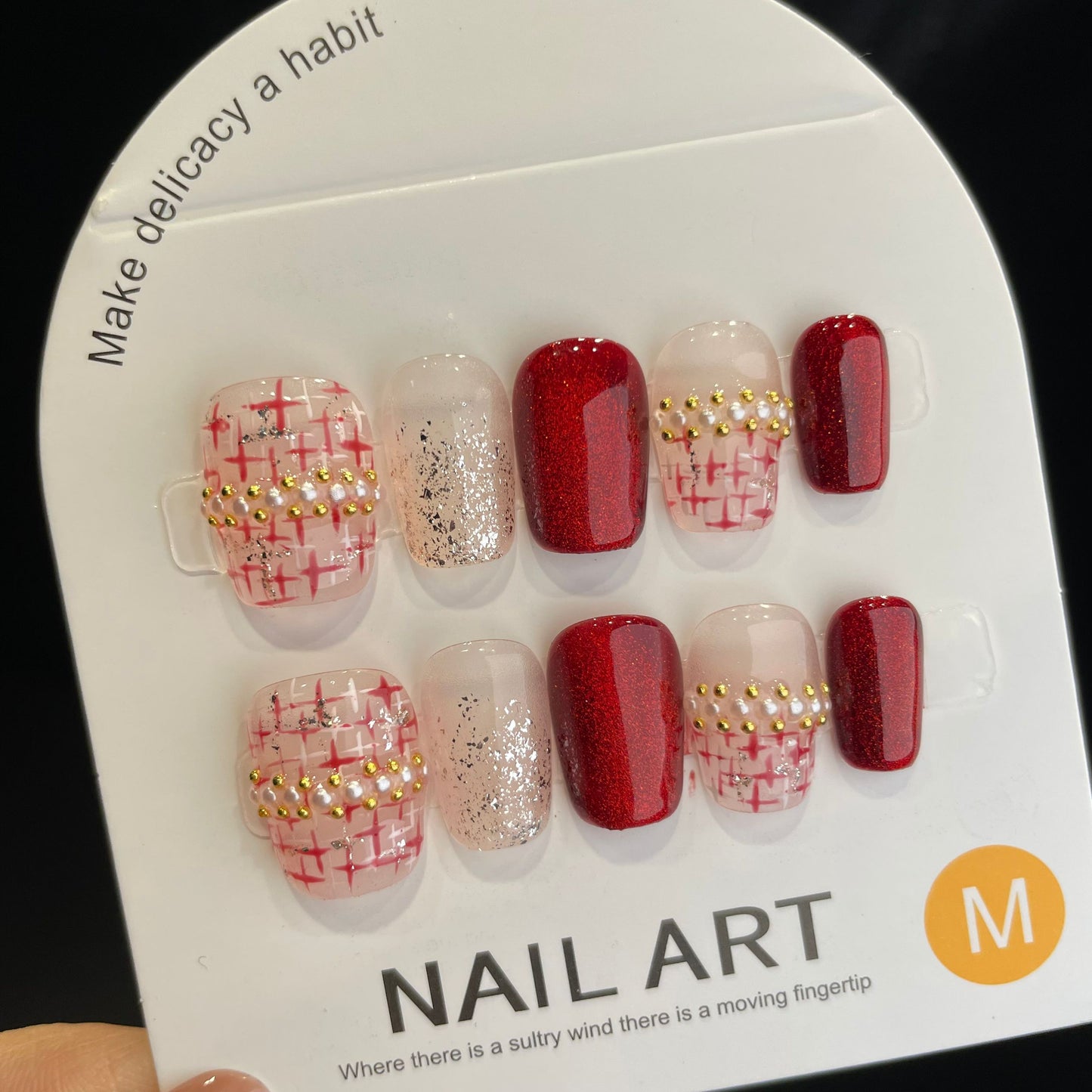 Handmade Press On Nails Short Square Elegant check