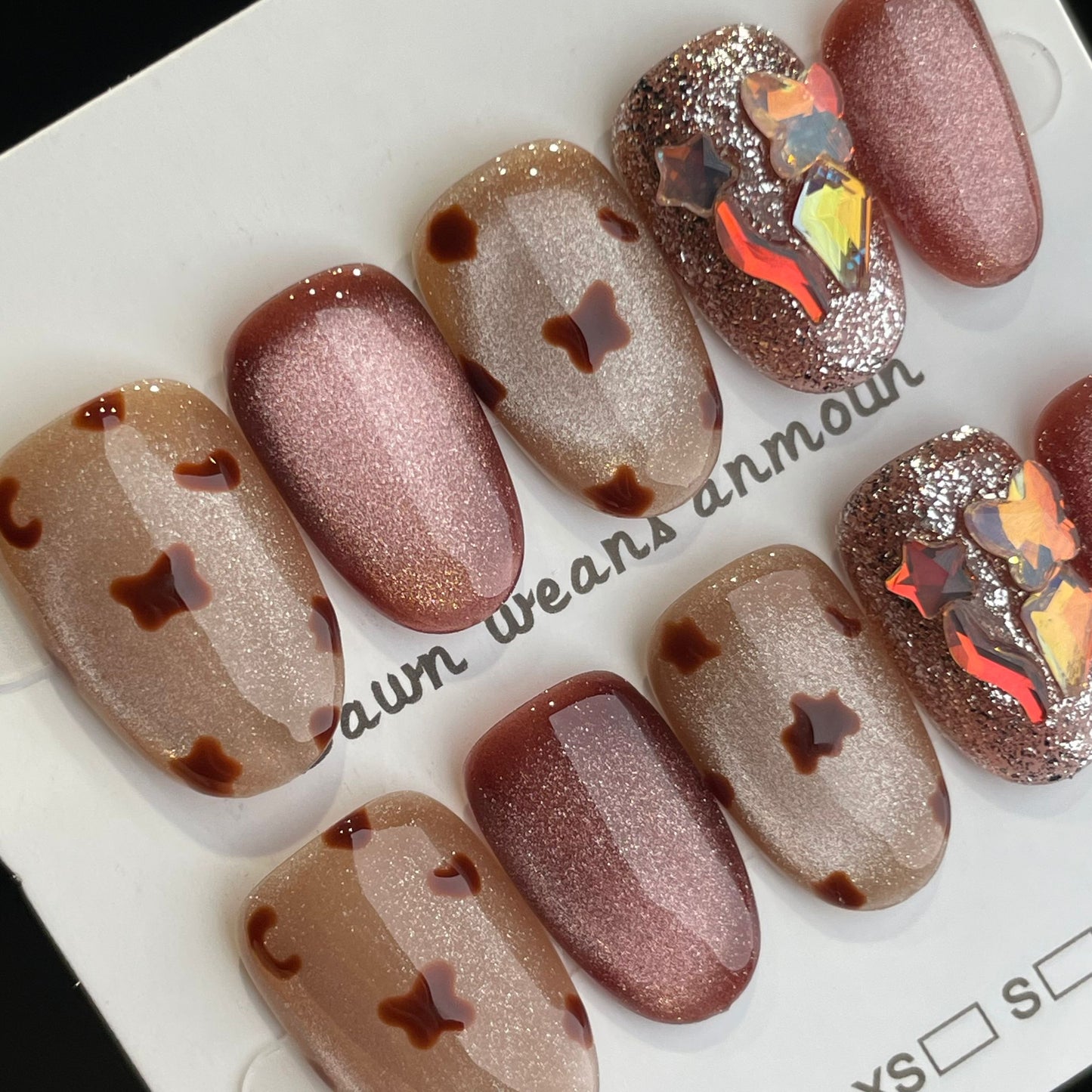 Handmade Press On Nails Short Oval Autumn butterfly-XiXX