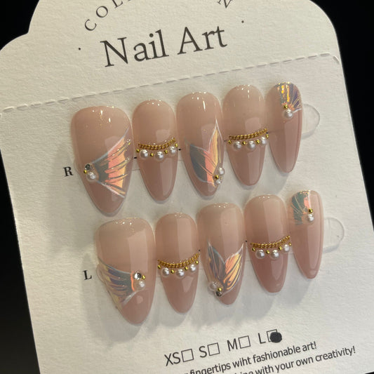 Handmade Press On Nails Medium Almond Fishtail