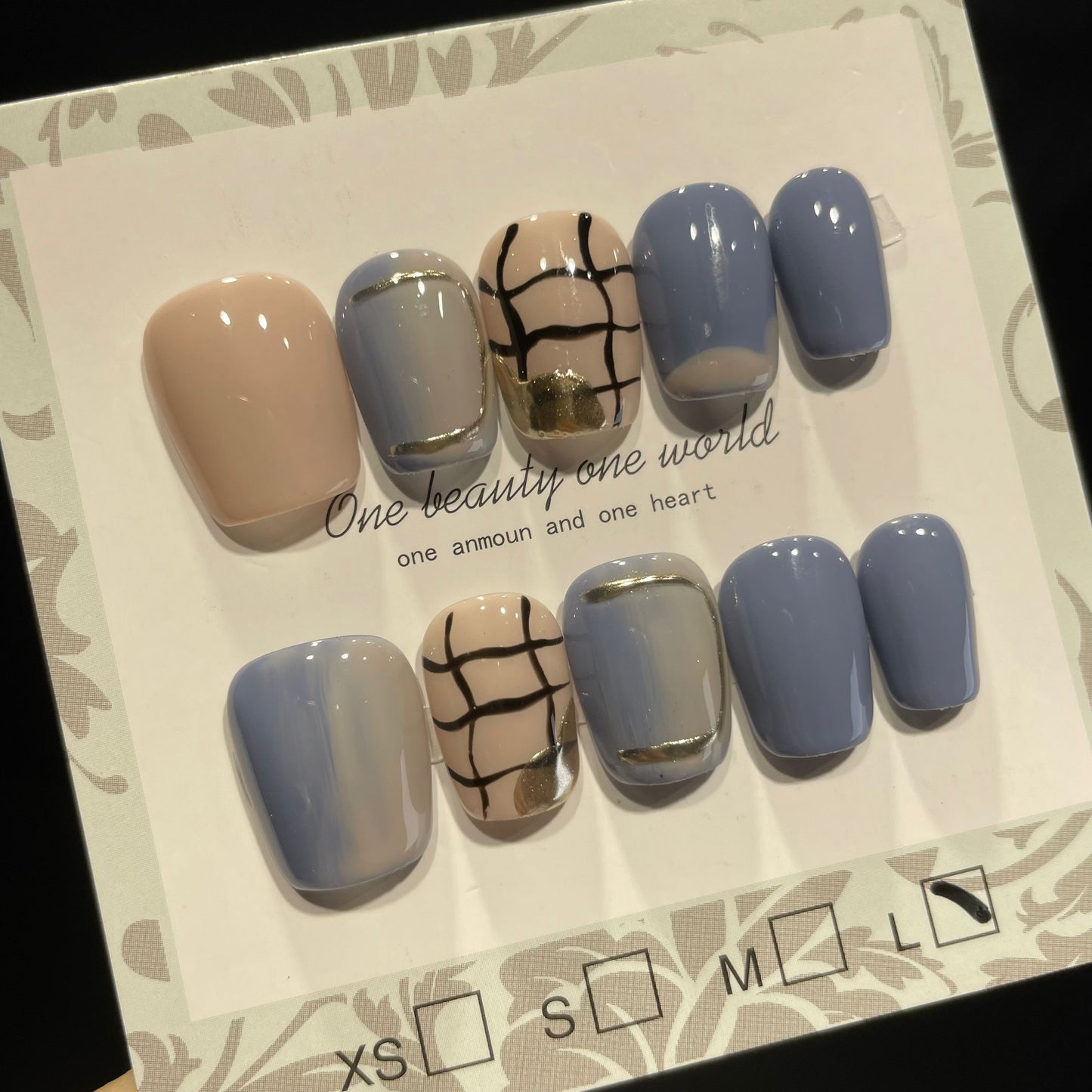 Handmade Press On Nails Short Square Blue migg