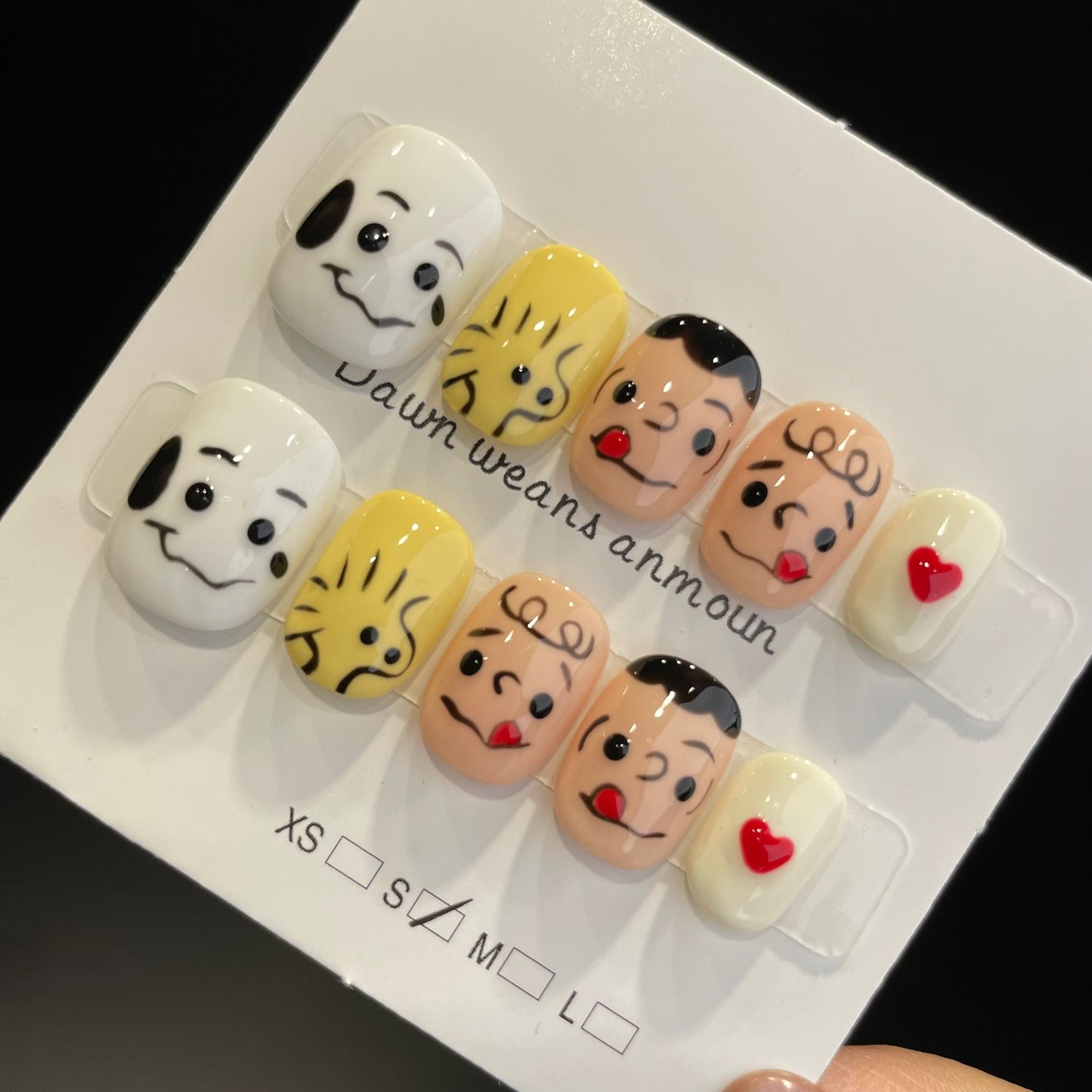 Handmade Press On Nails Short Square The Snoopy family-XiXX