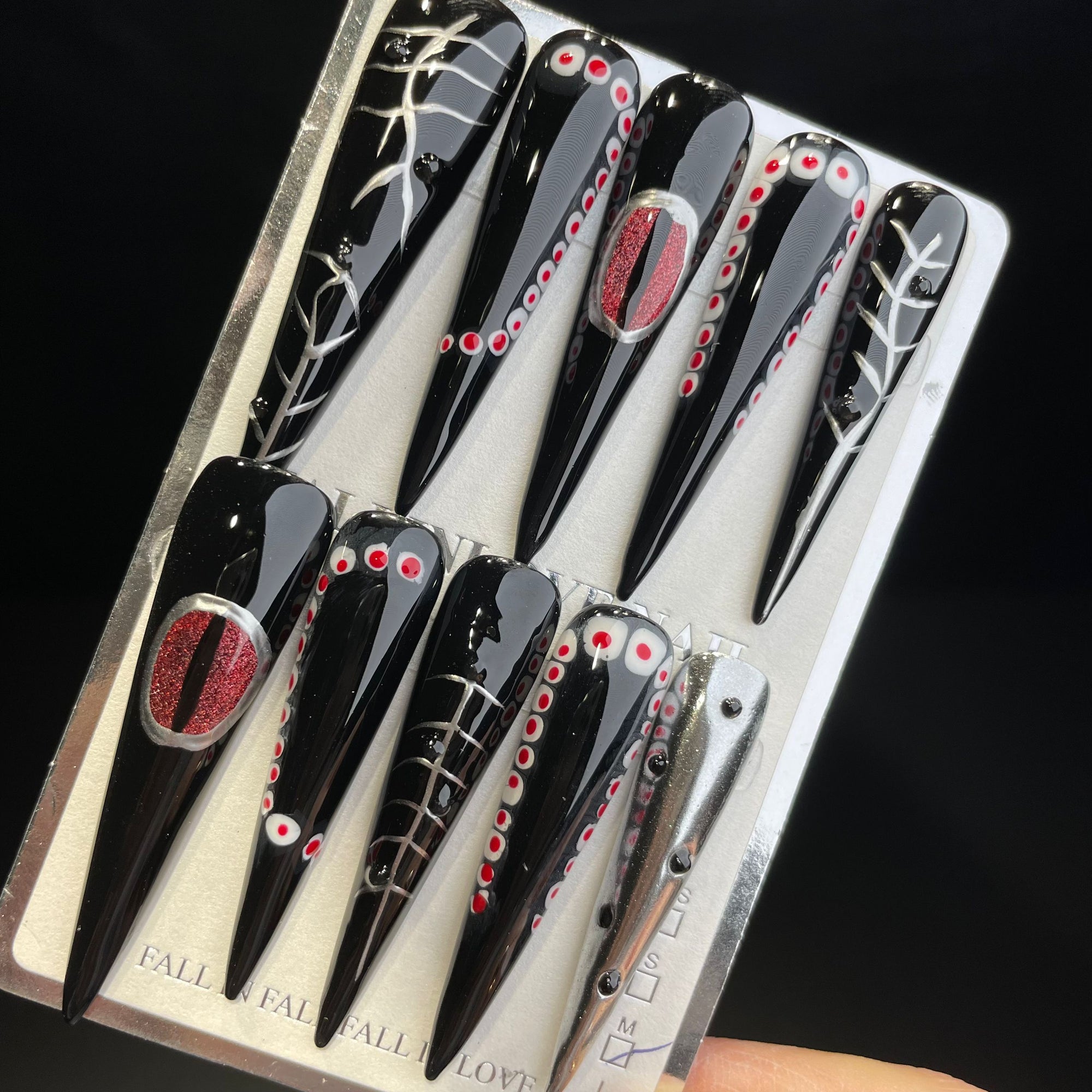 Handmade Press On Nails Extra-Long Stiletto Snake's eye-YiH