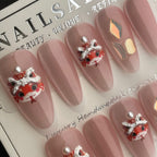 Handmade Press On Nails Long Almond Lucky little snake-YiH