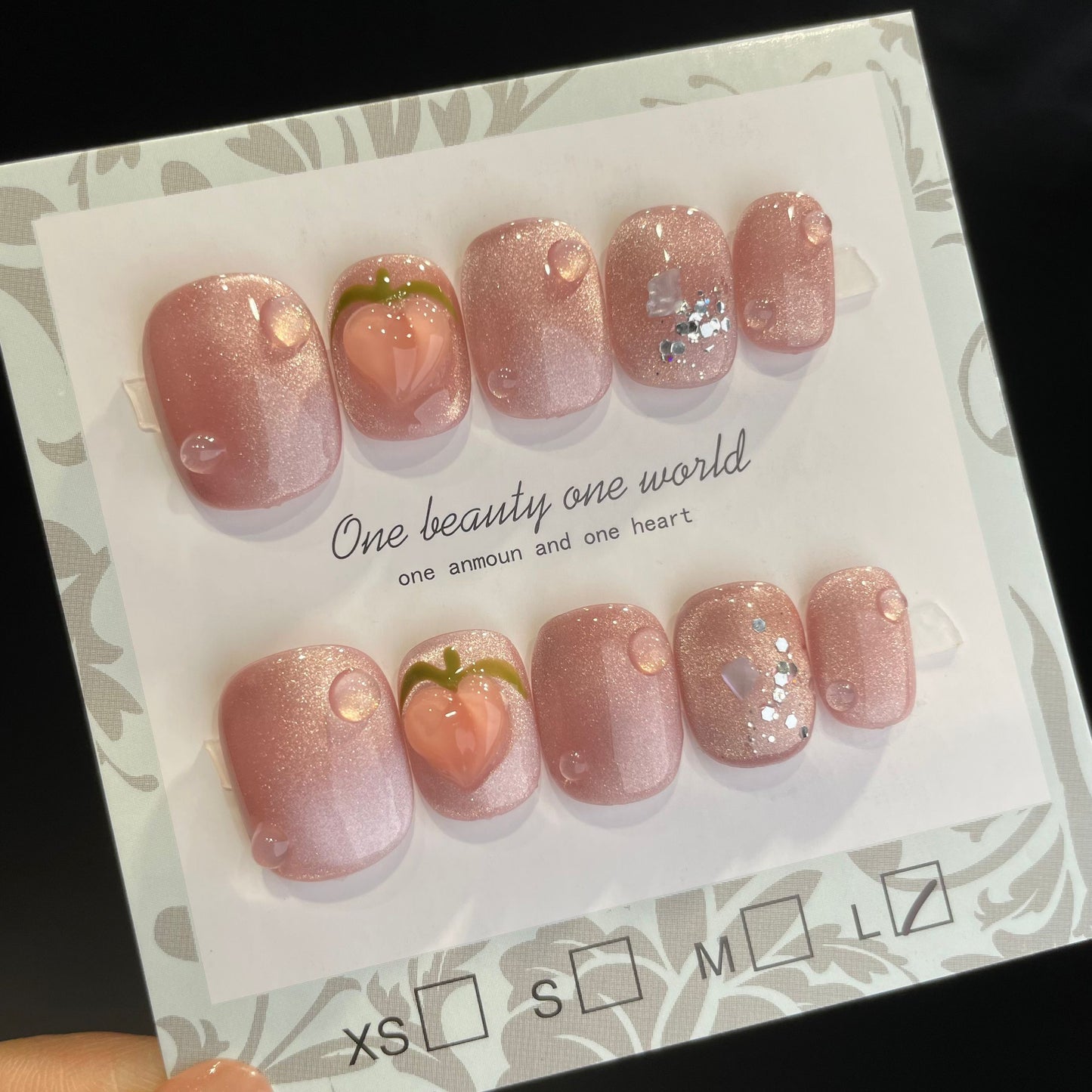 Handmade Press On Nails Short Square Juicy peach