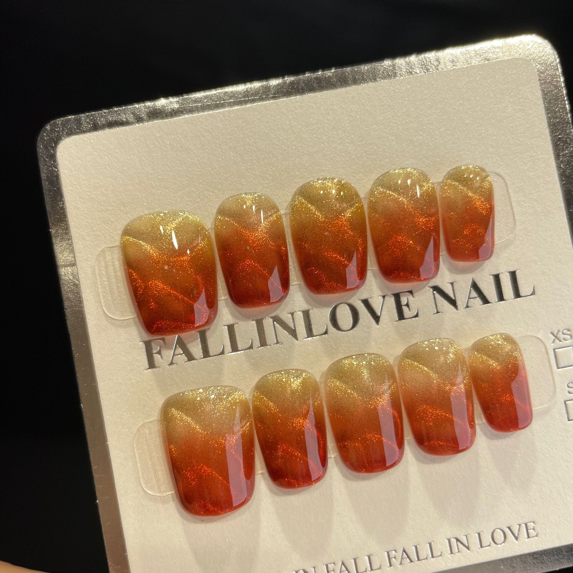 Handmade Press On Nails Short Coffin Tiger print cat eyes-YiH