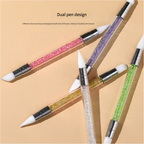 Silicone Nail Art Pen - Multifunctional Double-Headed Tool for Mirror Powder Application, Sticker Pressing, Carving, Glue Mixing & Gradient Design
