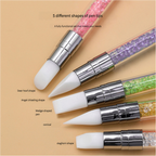 Silicone Nail Art Pen - Multifunctional Double-Headed Tool for Mirror Powder Application, Sticker Pressing, Carving, Glue Mixing & Gradient Design