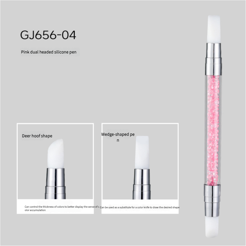 Silicone Nail Art Pen - Multifunctional Double-Headed Tool for Mirror Powder Application, Sticker Pressing, Carving, Glue Mixing & Gradient Design