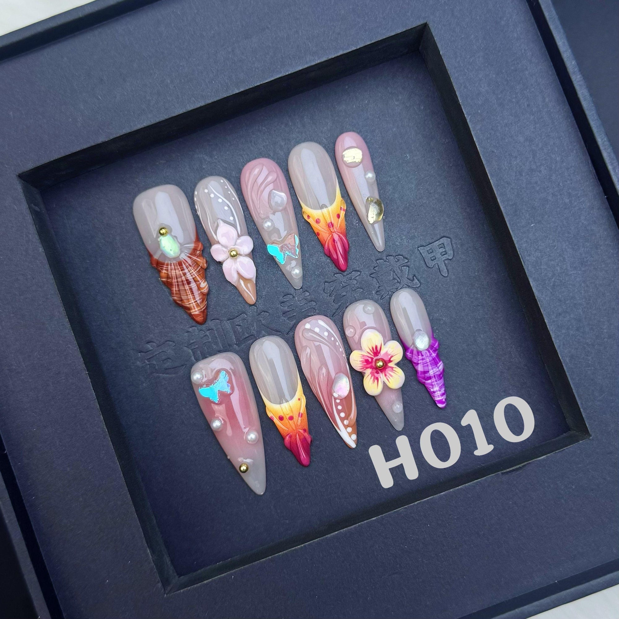 Handmade press on nail H010